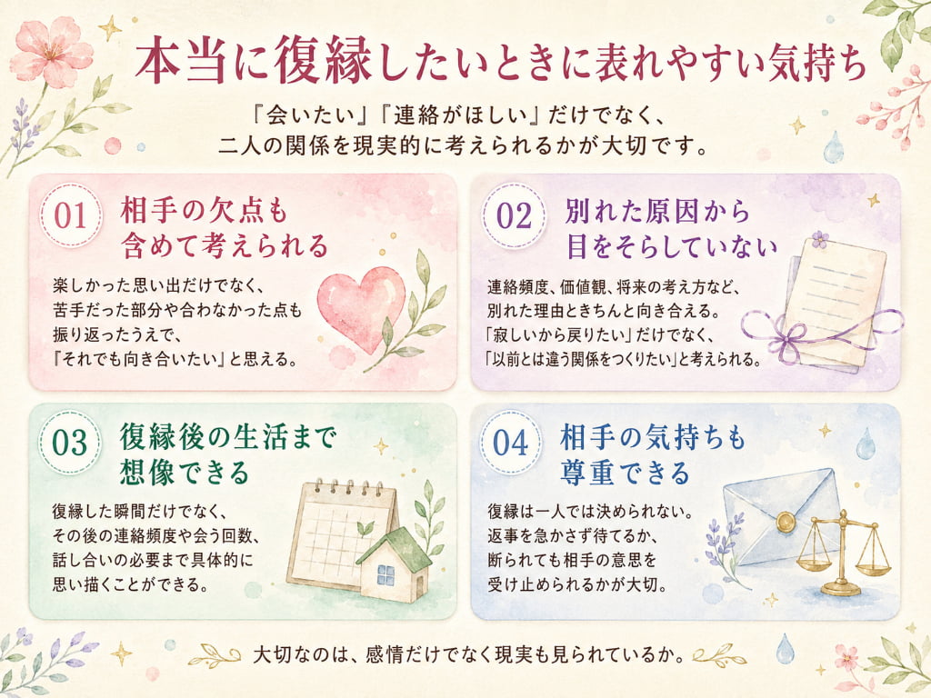 本当に復縁したいときに表れやすい気持ち